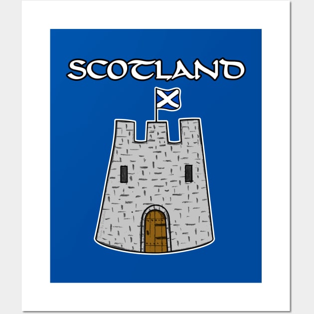 Scottish Flag Castle Scotland St Andrew's Day Wall Art by doodlerob